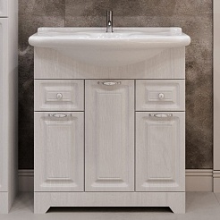 Stella Polare Тумба с раковиной Кармела 75 люкс белое серебро – фотография-2